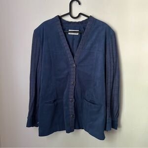 Lilli Ann Collections | Vintage Navy Blue Suede Jacket w/ Shoulder Pads
